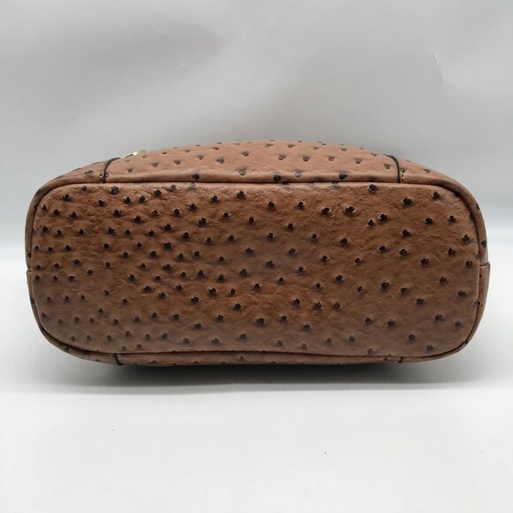 Giani Bernini Brown Embossed Ostrich Leather Handbag - Picture 5 of 11